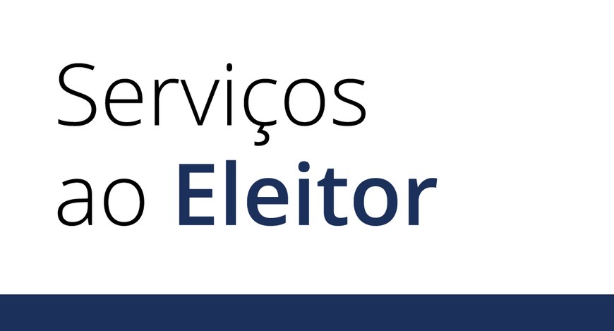 Banner com fundo branco em que se lê "Serviços ao", escrito em letras pretas, e "Eleitor", em az...