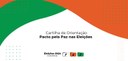 Banner com fundo branco, em que se lê: “Cartilha de Orientação - Pacto pela Paz nas Eleições”, e...