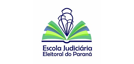 Logomarca com fundo branco em que se lê, em letras azuis, Escola Judiciária Eleitoral do Paraná....