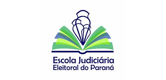 A fotografia é da logo da EJE-PR. Está escrito na cor azul escuro: Escola Judiciária Eleitoral d...