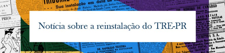 Banner com fundo colorido sobre o qual se vê um retângulo branco. Nesse retângulo lê-se “Notícia...