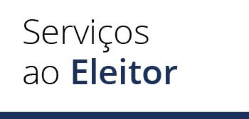 Banner com fundo branco, no qual se lê “Serviços ao” em letras pretas e “Eleitor” em letras azui...